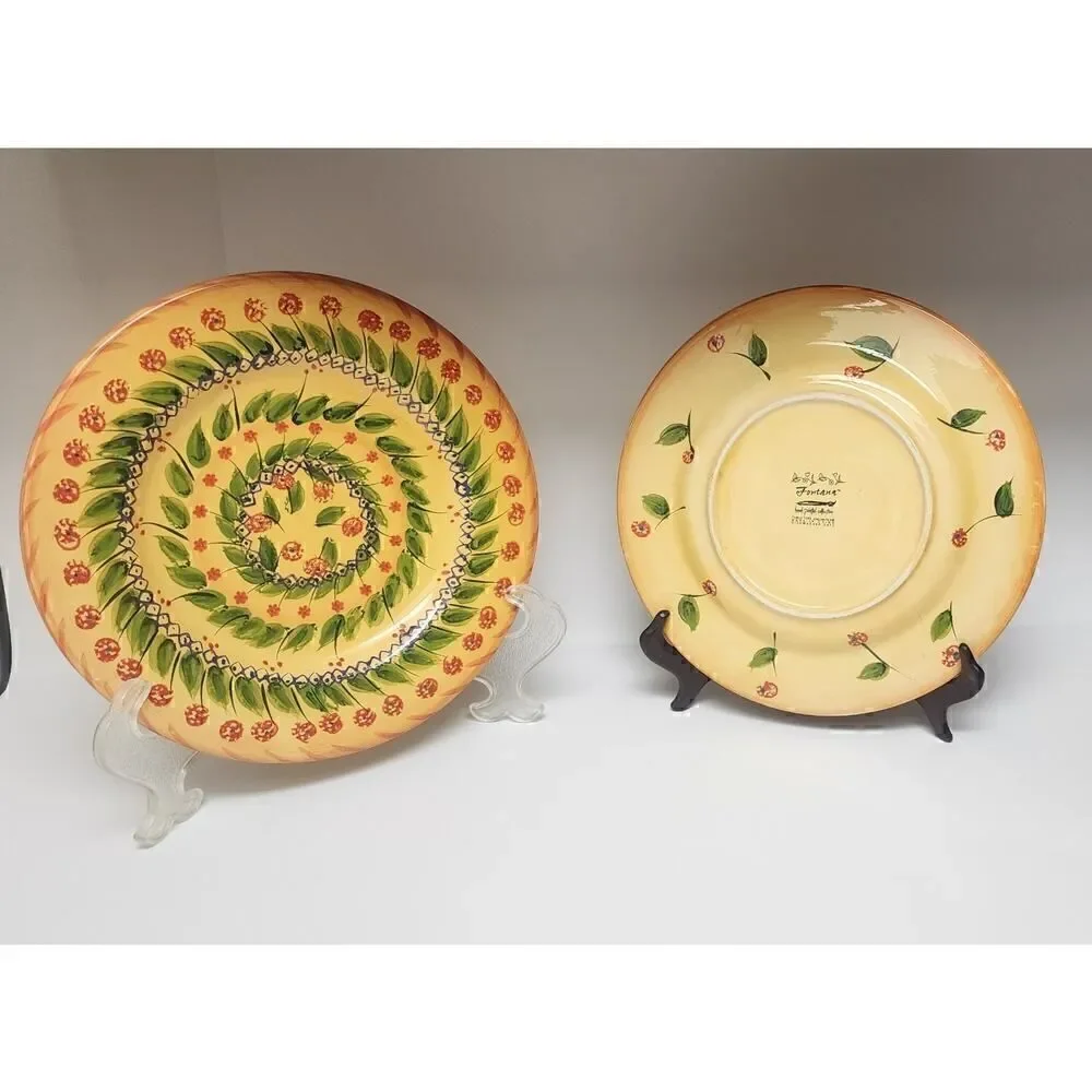 Fontana by TABLETOP Designs Floral Green Leaves Yellow 11.25